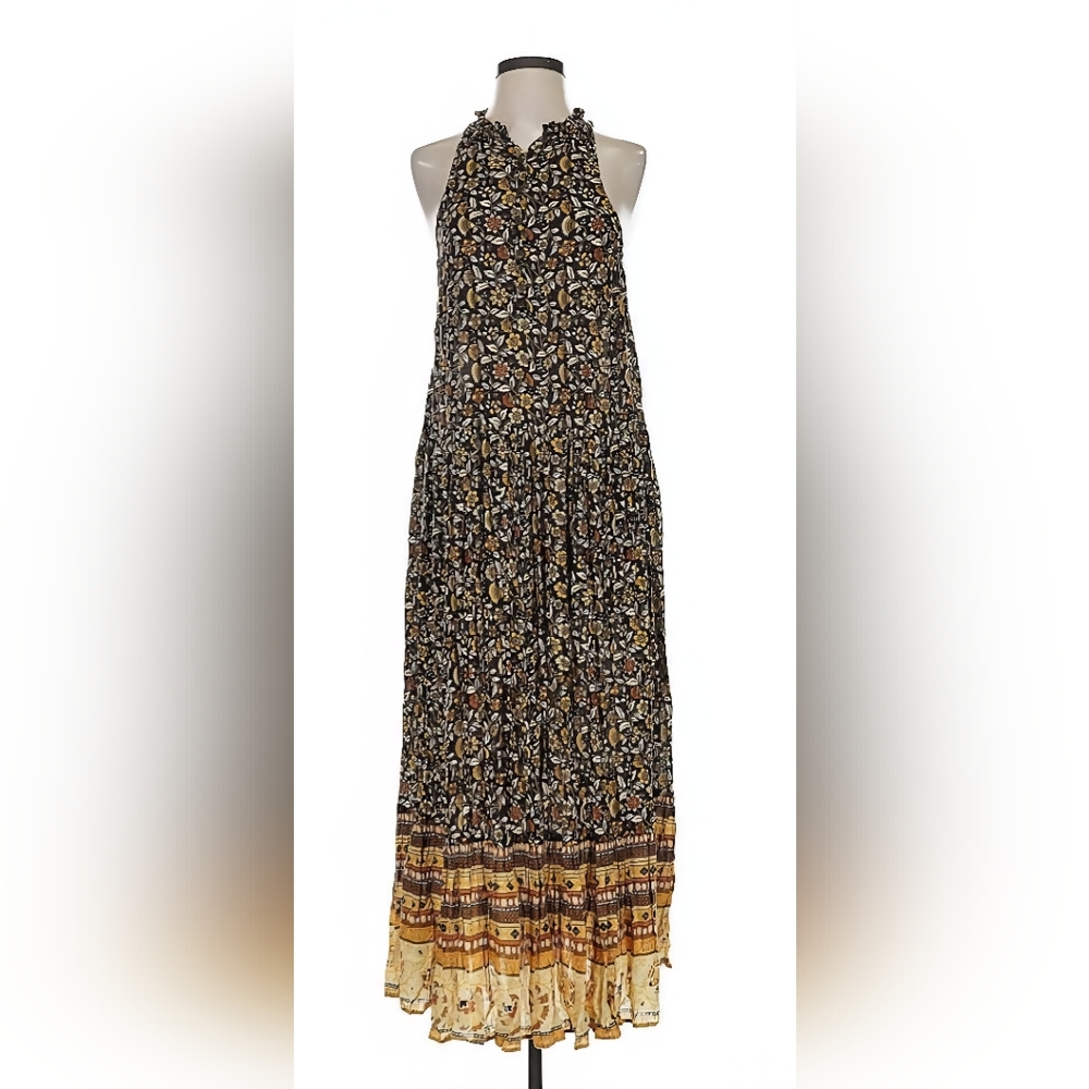 Spell DAHLIA Black and Cream Floral Maxi Dress